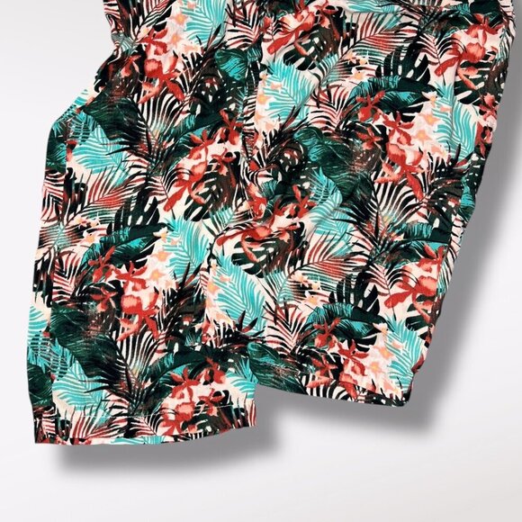 Y2K Boca Bay Tropical Floral Wide Leg Lounge Pants Elastic Waist Petite Medium - Picture 7 of 9